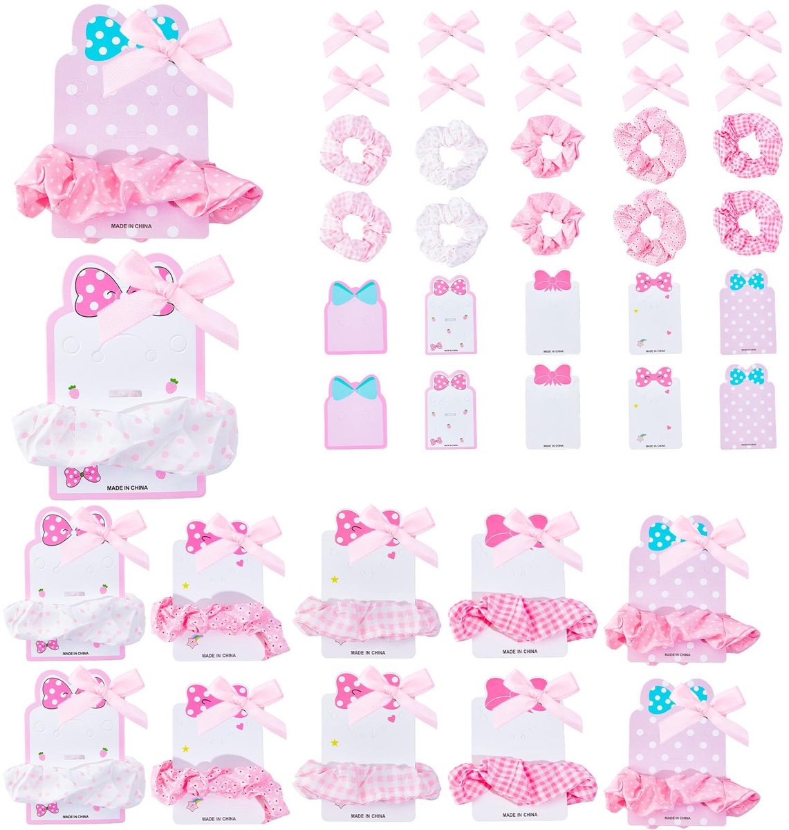 Dailygoods- Haaraccessoires 10 stuks - Roze Strik Haarspeldjes - Haarelastiekjes - Haarclips - Satijnen Haaraccessoires - Perfect voor Feestjes