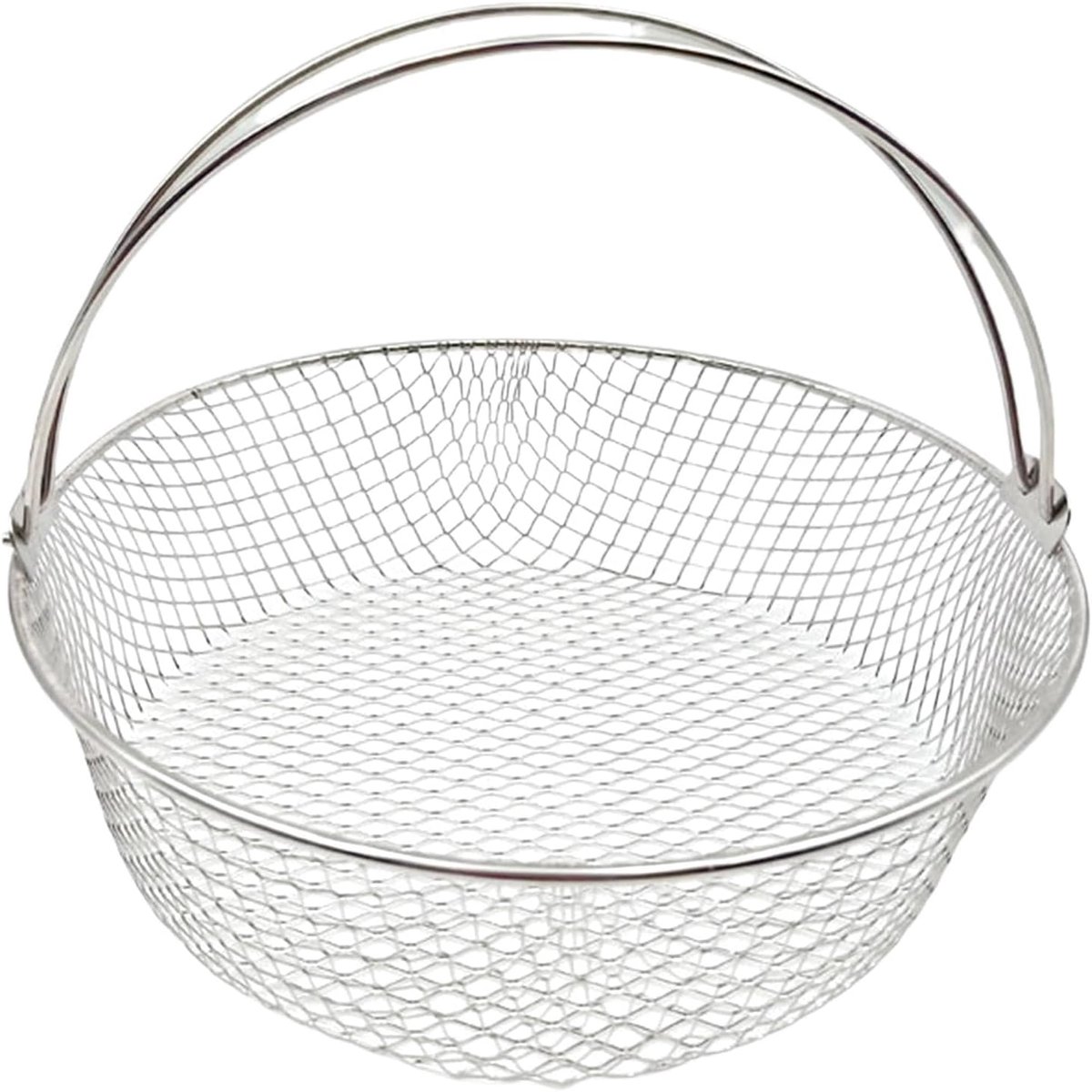 Airfryer Mand Friteuse Accessoire Lekker Koken Roestvrij Staal 21 cm Diameter Zilver