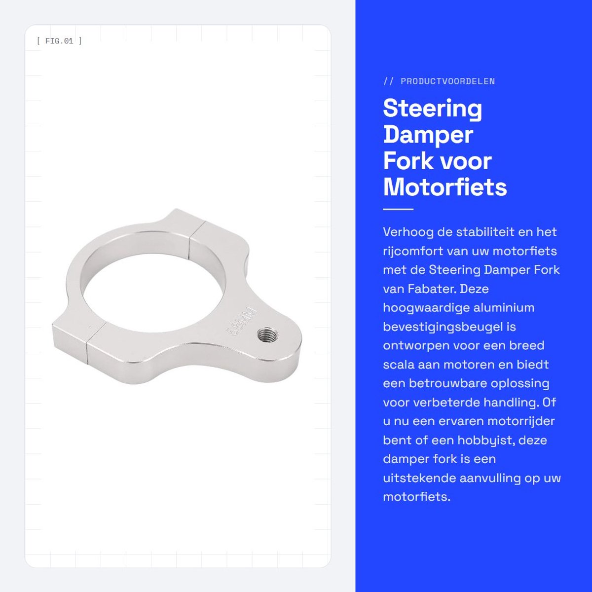 Dailygoods- Stuurdemper Aluminium - Universele Beugel - Stabilizer - Motorfiets/Bromfiets - Verbeterde Stabiliteit - Duurzaam Materiaal - Stuurdemperbeugel