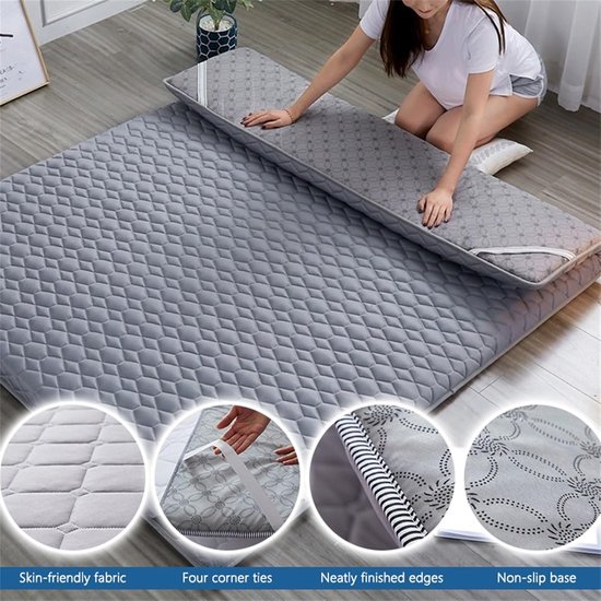 Vloermatras Futon - Japanse mat - Comfortabel slapen - Opvouwbaar ontwerp - 60x120cm - Blauw — afbeelding 3