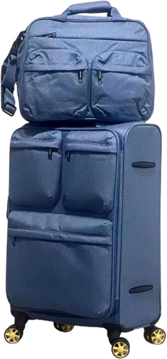 Lichtgewicht Koffer Set - Reisbagage Trolley - Vakantie en Zakenreis - TSA Combinatieslot - 20 inch - Blauw