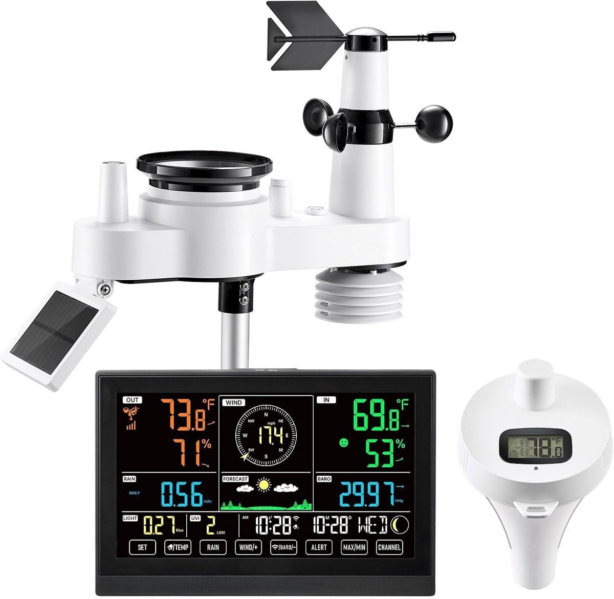 Weerstation met Sensor - Persoonlijk Station - Weer Monitoren - 7-in-1 Functies - 75 Inch Scherm - Wit