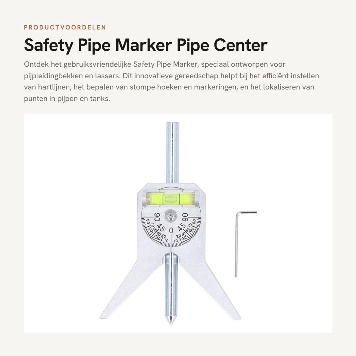 Dailygoods- Centreergereedschap met Y-kop 10 cm - Pijpmeter - Markeer- en meetgereedschap - Verstelbare Wijzerplaat - Bubble Protractor - Efficiënt voor pijpleidingbekken