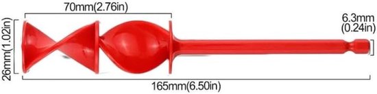 Mixer Opzetstuk - Verf Roerder - Harsen Mengen - Dubbel Spiraalontwerp - 165 mm - Rood — afbeelding 5