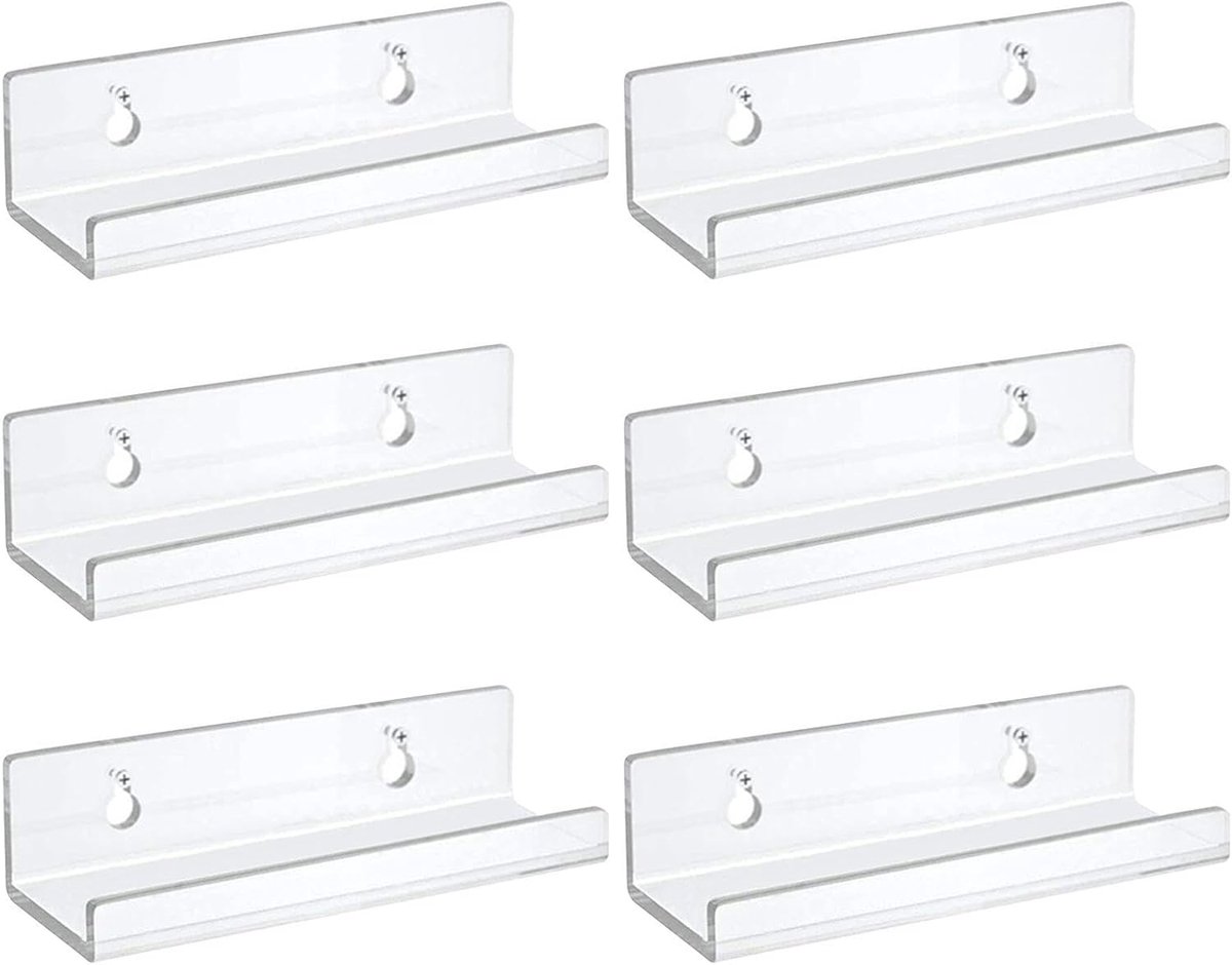 Platen Wandrek - Acryl Plank - Muziek Collectie - Transparant Design - 6 Stuks - Doorzicht