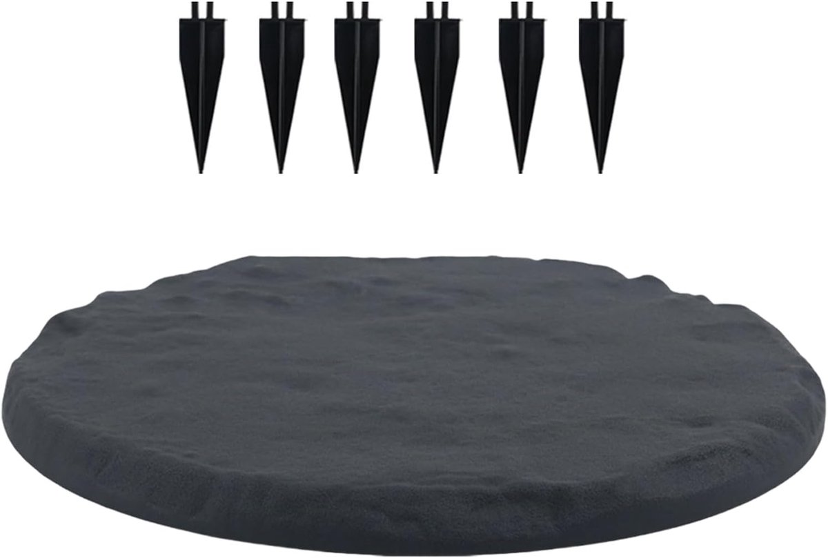 Tuintegels Set - Buiten vloer - Decoratief pad - Antislip haringen - 39 cm diameter - Grijs