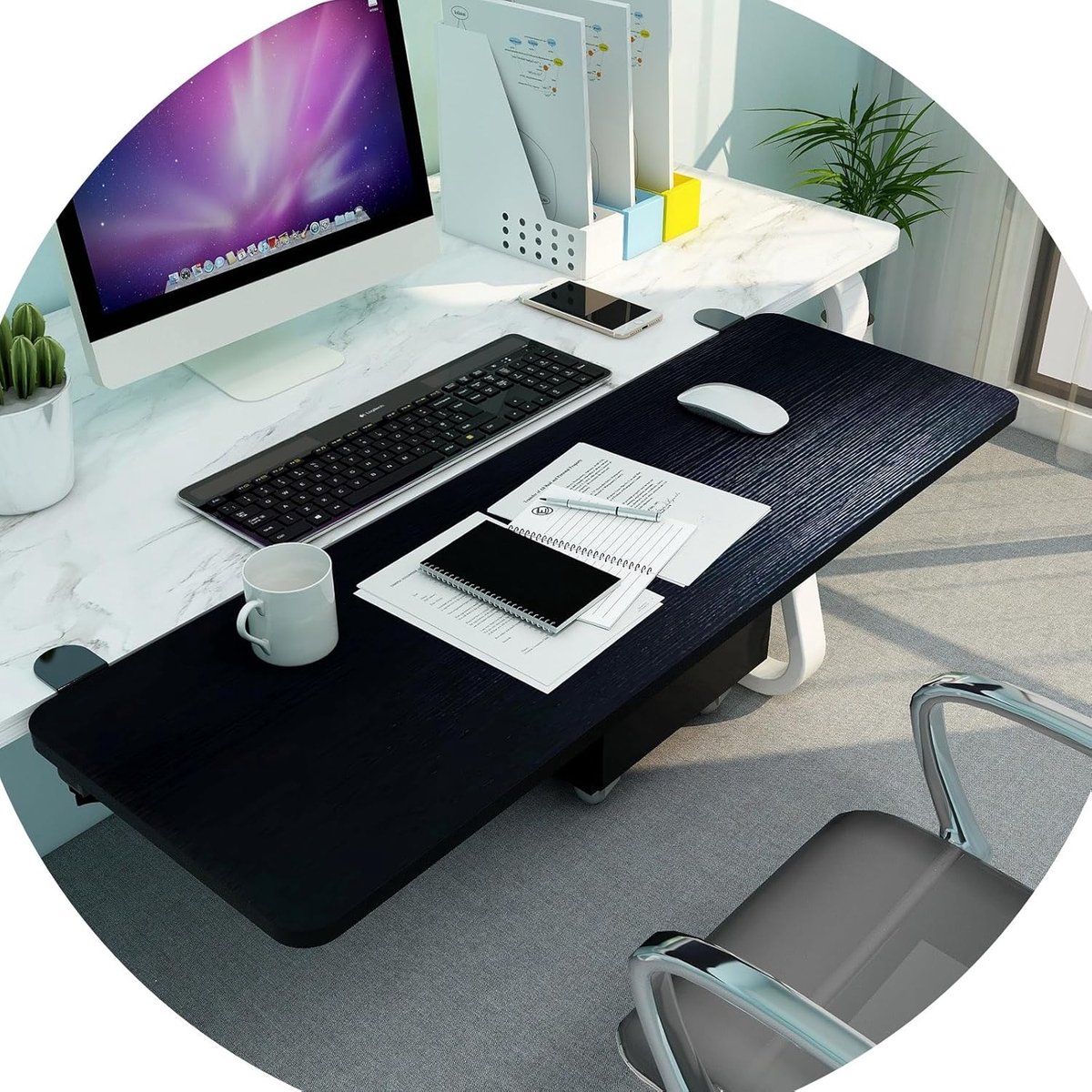Bureau Verlengplank - Toetsenbord Lade - Comfortabel Werken - Geen Boren Nodig - 75x25cm - Zwart