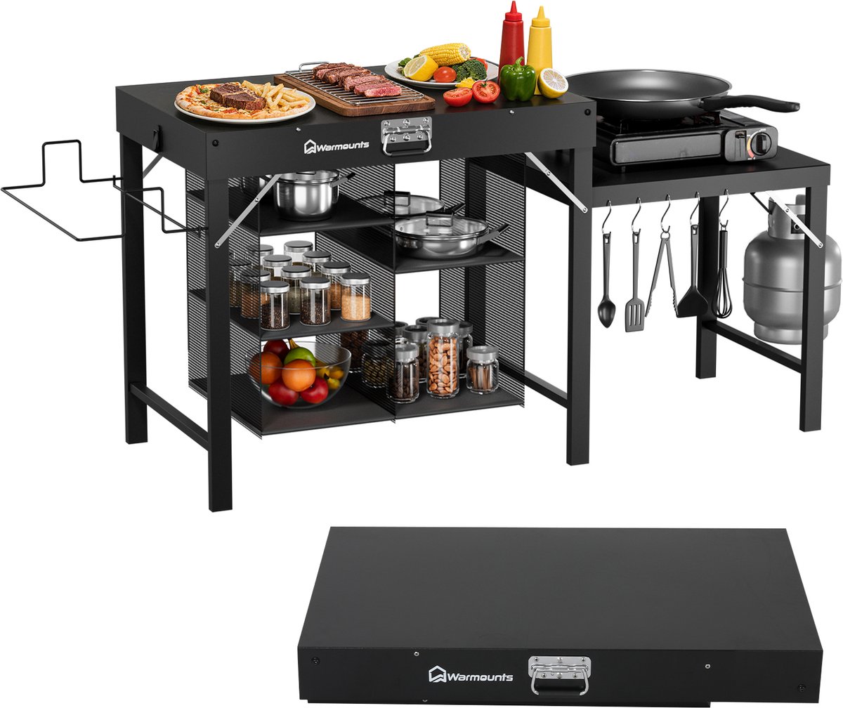 Warmounts GT2 Opvouwbare BBQ & Camping Tafel – Multifunctionele Outdoor Keuken, Grilltafel & Picknickstation