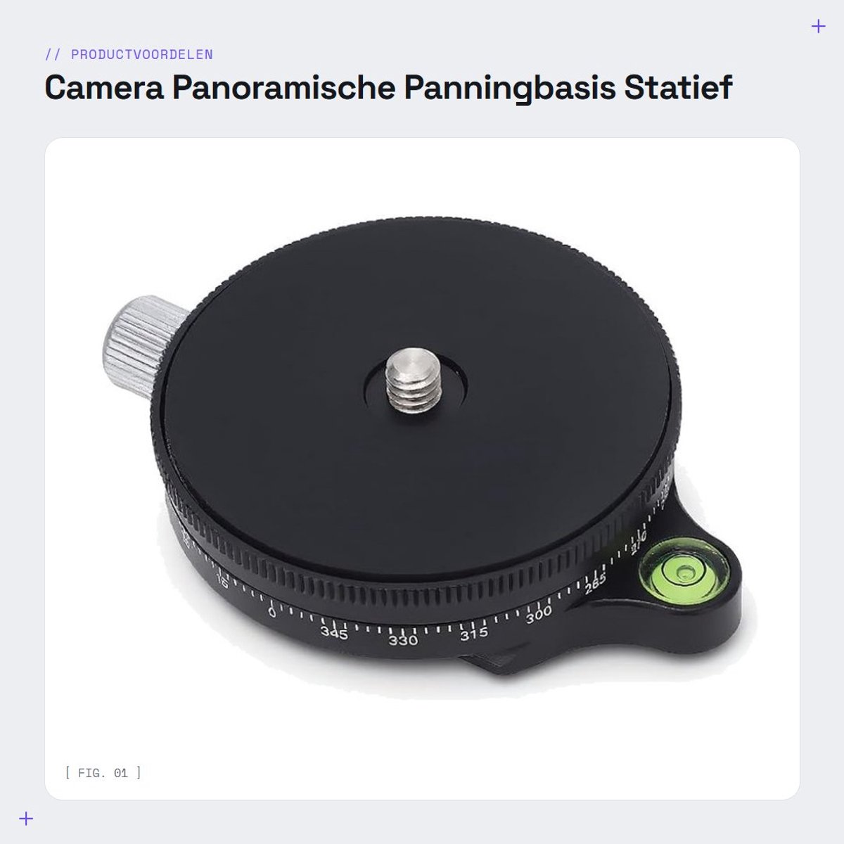 Dailygoods- Panoramische Statiefkop - 360 Graden Rotatie - Aluminiumlegering - CNC Geoxideerd - Hoogte 60MM - Compatibel met 1/4in/3/8in Draad