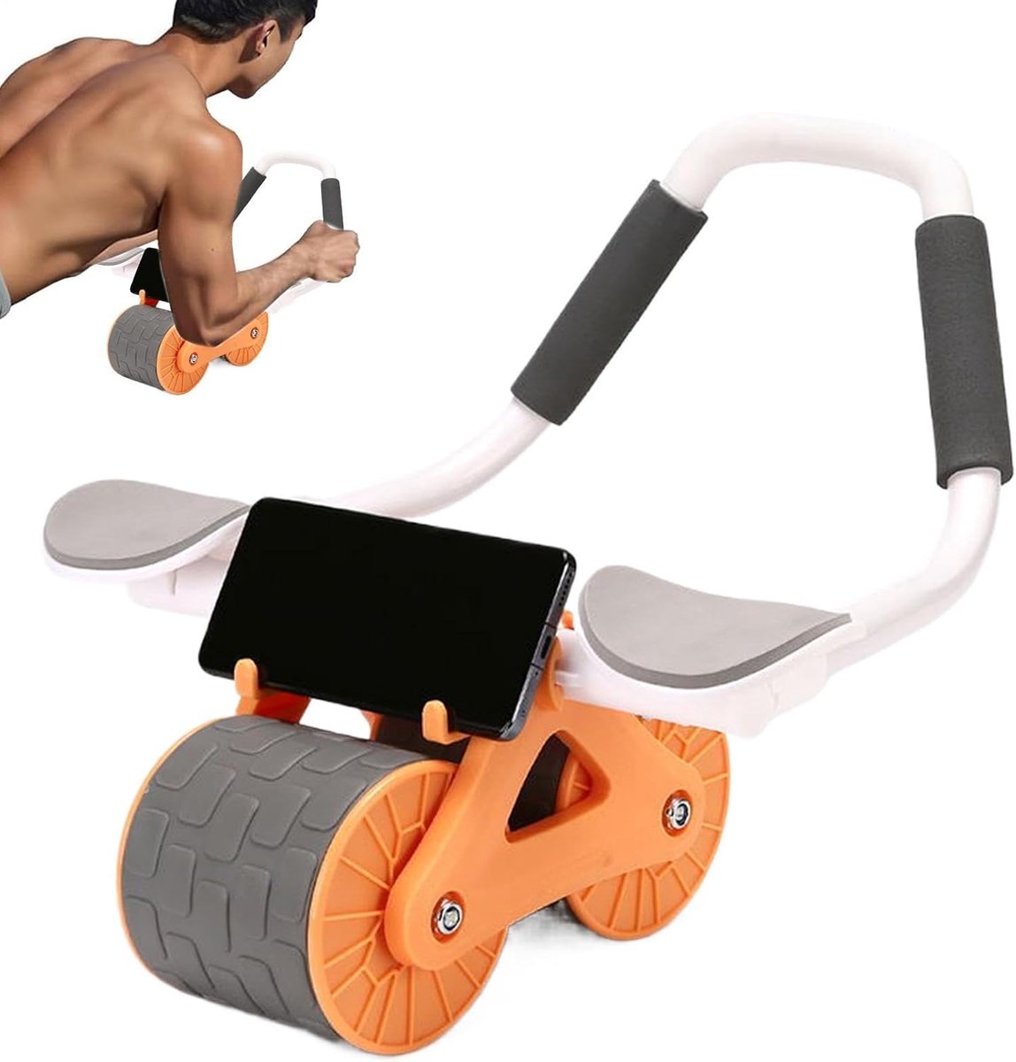 Buikspierroller - Buikwiel - Core Training - Dubbel Wiel Ontwerp - 30 x 16 x 15 cm - Oranje