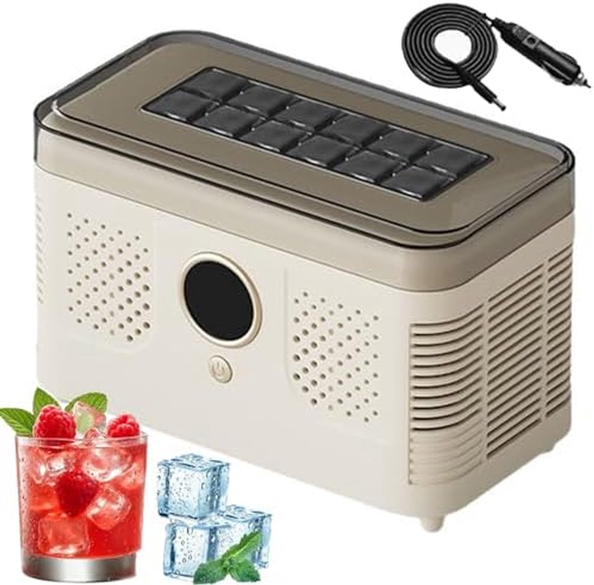 Compacte ijsmachine - Aanrecht machine - Snelle ijsbereiding - 12 blokjes 20 minuten - 19x11x13 cm - Wit
