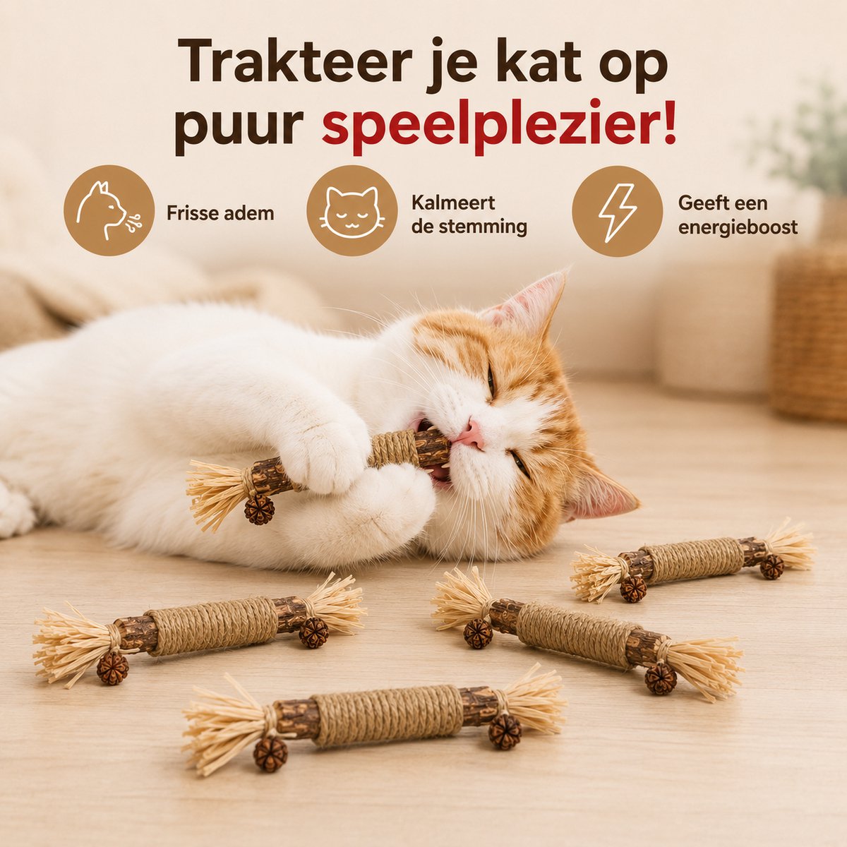 Jelka - Matatabi stokjes voor katten + 50GR catnip - Eetbaar - Gebitsreiniging - Speelgoed - Kattenkruid - catnip - 12 stuks - Kattenspeelgoed - Kattenspeeltje — cadeau in Cadeau-ideeën - foto 7