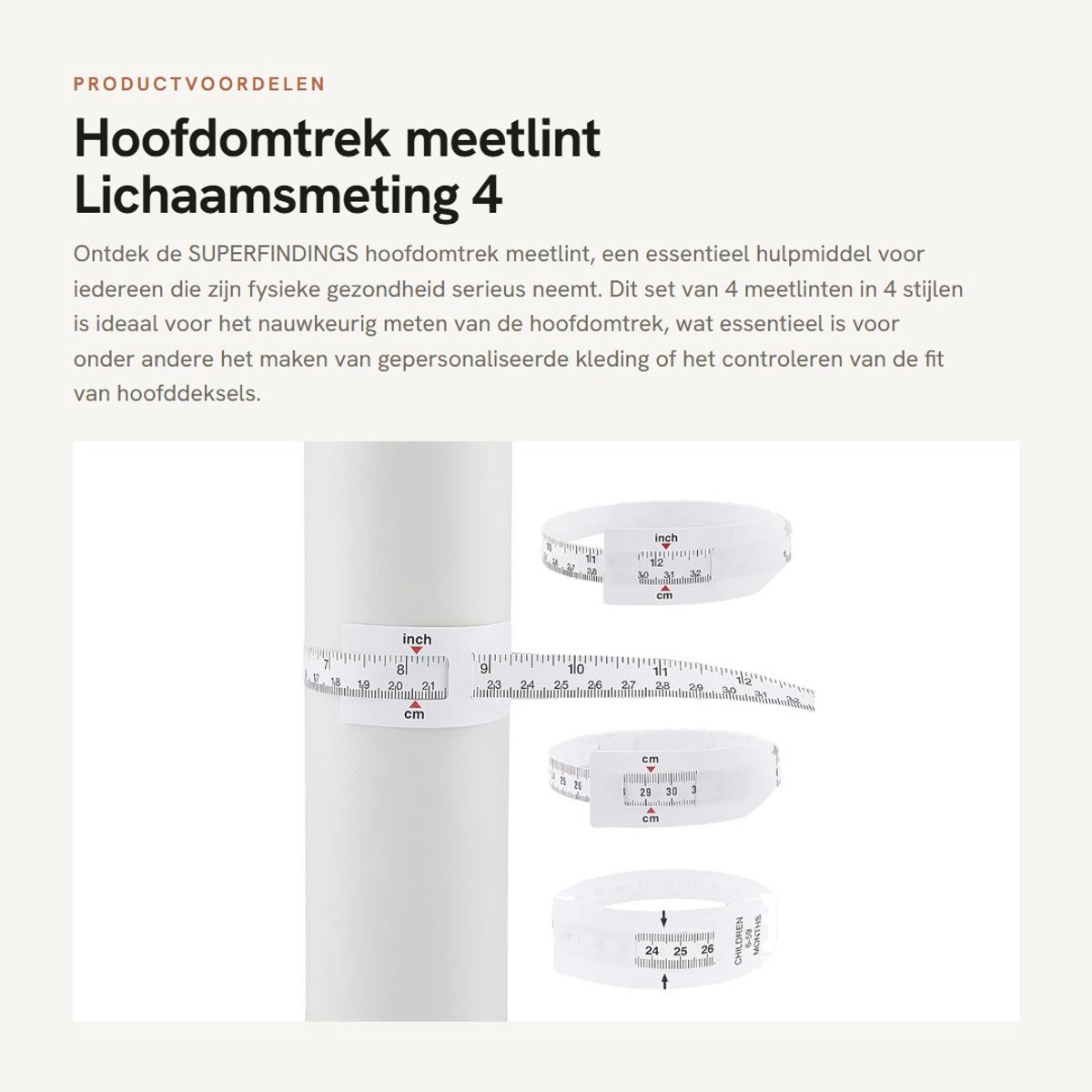 Dailygoody - Hoofdomtrek meetlint - Lichaamsmeting - 4 stijlen - Wit