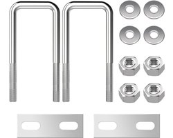 QIMEI-SHOP U-schroeven M8 U bouten roestvrij staal U beugelschroef met moer frameplaat sluitring 30 mm binnenbreedte voor buisbevestiging 2 stuks M8 30 x 90 mm