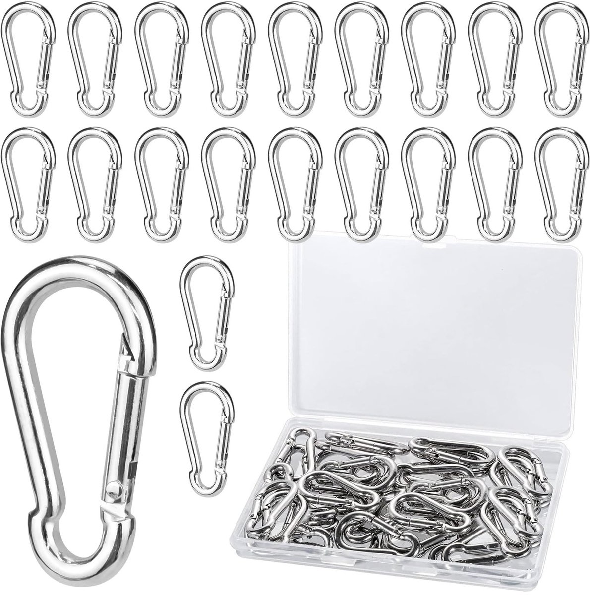 Dailygoods- Veiligheidsgespen 30 stuks - Roestvrij Stalen Karabijnhaak 4 x 40 mm - Mini-karabijnhaak met Veerslot - Sleutelhouder - Opbergdoos - Voor Bergbeklimmen/Wandelen/Camping