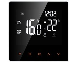 Slimme thermostaat - Smart thermostaat - Elektrische verwarming - Slimme vloerverwarming thermostaat - Geen WiFi - Wit + zwart