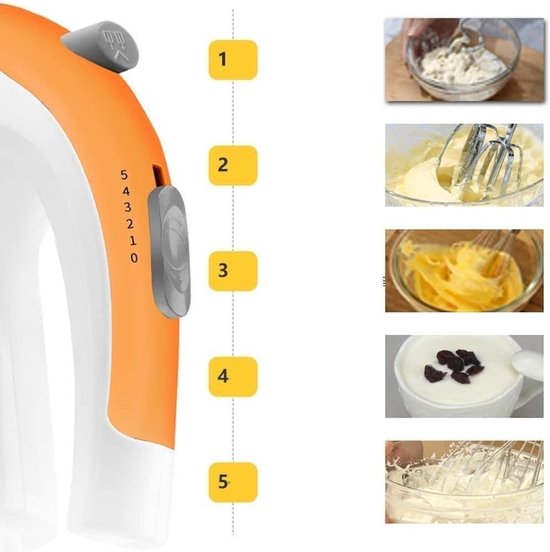 Handmixer - Keukenmixer - Bakken en mengen - 5 snelheden - 300W - Roestvrij staal — afbeelding 3