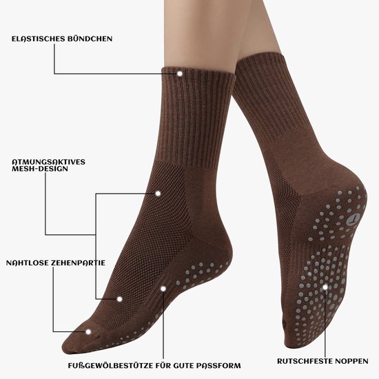 Dailygoods- Antislipsokken Dames - 4 Paar Yoga Sokken - Antislip Sokken met Noppen - Ademend - Naadloze Tenen - Ondersteuning Voetboog - Yogasokken van Dailygoods — afbeelding 4