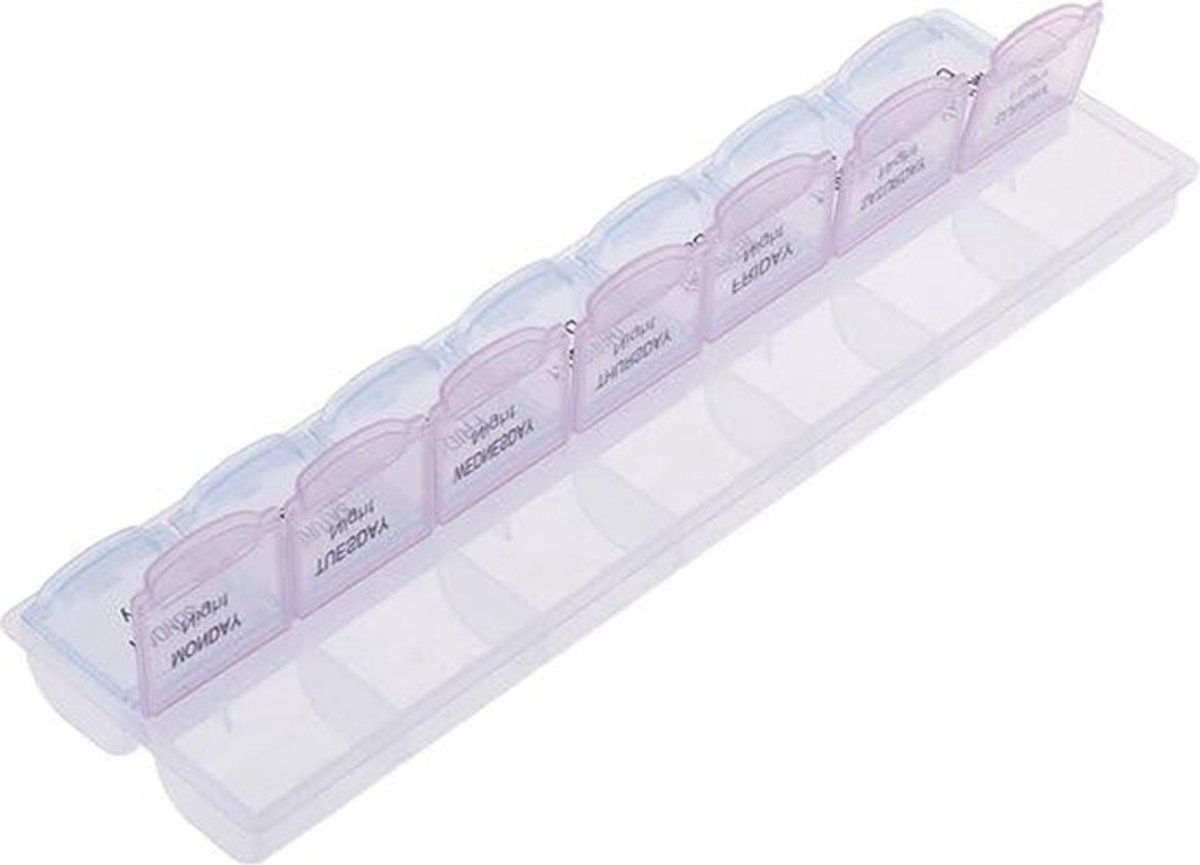 Dailygoods- Pillendoos 7 Dagen - 14 Vakken - 2 Compartimenten per Dag - Medicijnen Doosje - Organiseren - Veiligheidswaarschuwing - Medicijnendoos