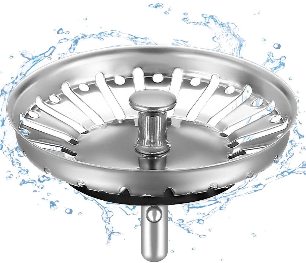 Dailygoods- Afvoerzeef Roestvrij Staal 84mm - Zeefmandje - Gootsteenafvoer - Voorkomt Verstoppingen - Duurzaam - Perfecte Afdichting - Keukenzeef