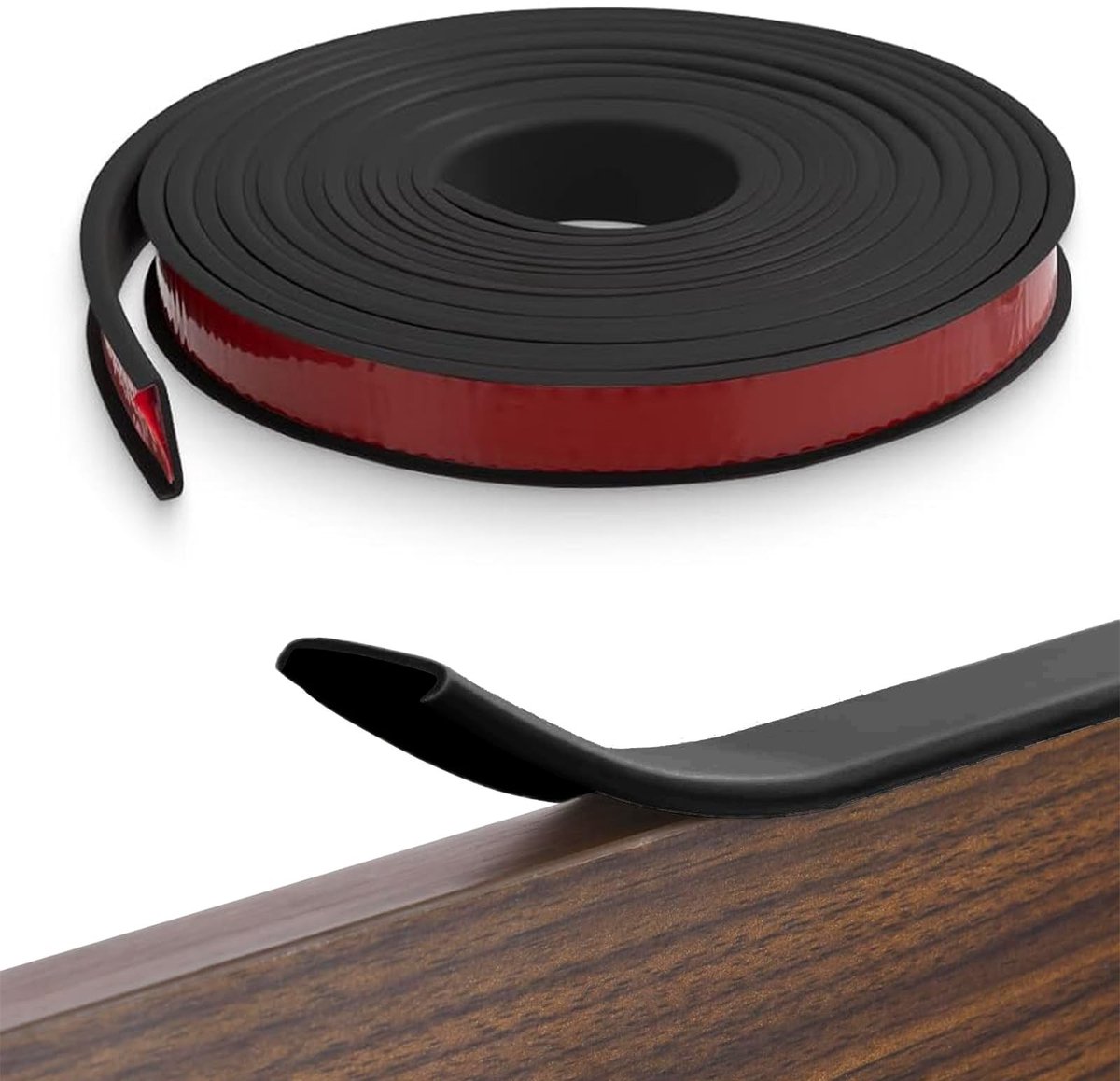 Dailygoods - U-vorm Zelfklevende meubelrandband, 6 m x 16 mm, flexibele meubelrandband, randbescherming, zelfklevend, TPE, opvouwbare randbescherming, rubber voor kastranden, eindlijst, plafondranden, zwart