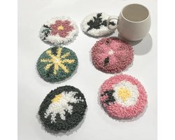 Dailygoods - Allazone Naalden Borduurset, ponch Naald Coaster Kit, Easy Embroidery voor beginners Coaster Art en Handwerk Naald Coaster (bloemen)