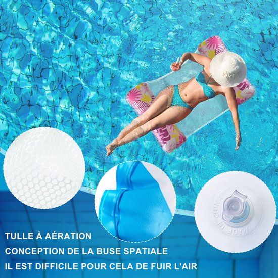 Dailygoods- Opblaasbare Matras 4-in-1 - Drijvend/Luchtbed - Kantelbare Hangmat - Opvouwbaar - Draagbaar - Duurzaam Materiaal - Zwemband van Dailygoods — afbeelding 5