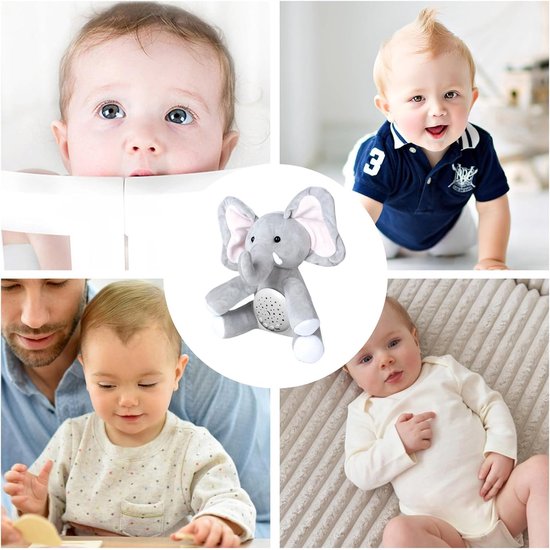 Muziek Knuffelpop - Zachte Knuffel - Slaap Assistent - Instelbare Muziek - 25 x 17 x 12 cm - Olifant — afbeelding 3