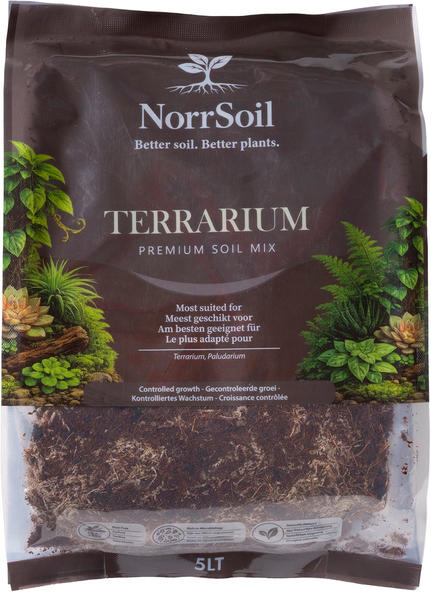 Norrsoil Terrarium Potgrond 5L – Premium Terrarium Substraat – Turfvrij – Voor Terrariumplanten, Mos & Vivarium