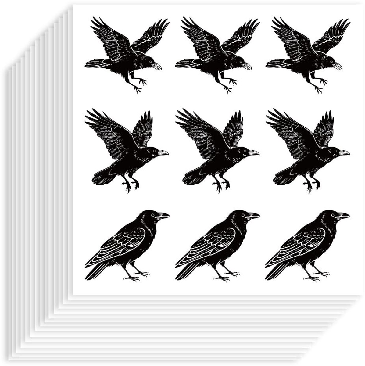 Dailygoods- Raafstickers 180 Stuks - Zelfklevend Papier - Waterdicht - Decoratieve Stickers - Halloween/Kraaien - Planner/Scrapbook - Decoratiestickers