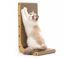 BOTC Krabkarton voor Katten - 68 cm L-vorm - Kattenkrabmat voor aan de muur - Kattenkrabkarton met bal - Groot formaat