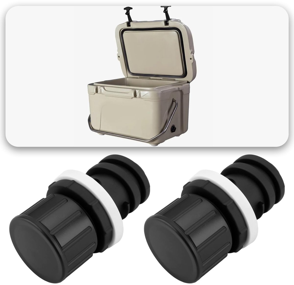 Dailygoods- Koeler Afvoerplug Vervanging - 2 Stuks - Diameter 33 mm - Lengte 60,5 mm - Slijtvast ABS+Siliconen - Inclusief Afdichtrubber