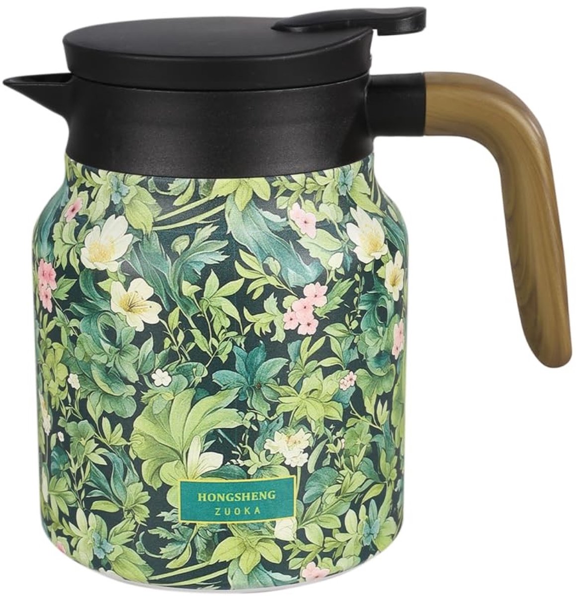 Dailygoods- Thermoskan 800ml - Theepot met bloemenpatroon - Koffiekan van roestvrij staal 316 - Afneembare theezeef - Voor warme dranken - Corrosiebestendig en gemakkelijk schoon te maken