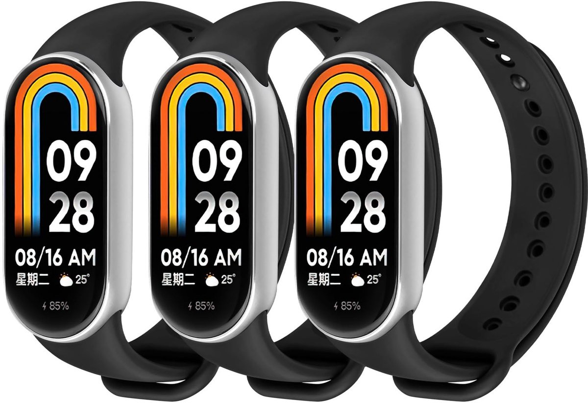 Dailygoods - Set van 3 Siliconen Armbanden voor Xiaomi Mi Band 8/9/10