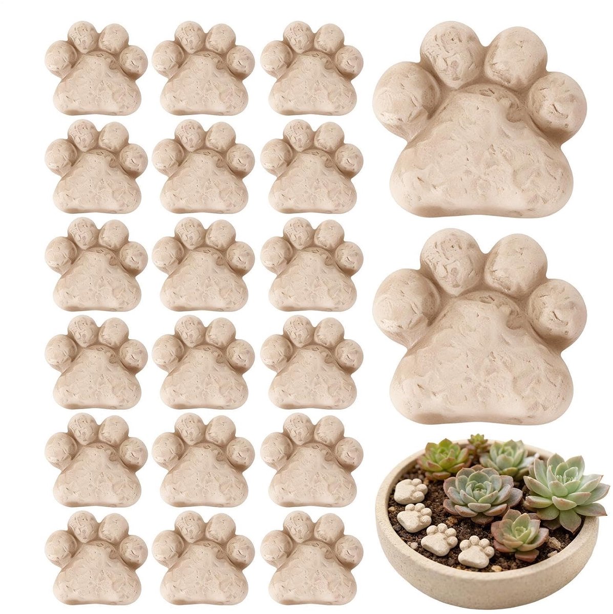Plantenstenen - Decoratieve Stenen - Tuin Decoratie - Pootvorm Ontwerp - 20 Stuks - Grijs