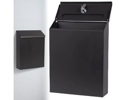 Dailygoods - 22 x 6,5 x 29 cm zwart antraciet: WANDGU compacte mini-brievenbus, eenvoudige brievenbus met krantenvak, wandbrievenbus n brievenbus, zwarte moderne brievenbus met 2 sleutels