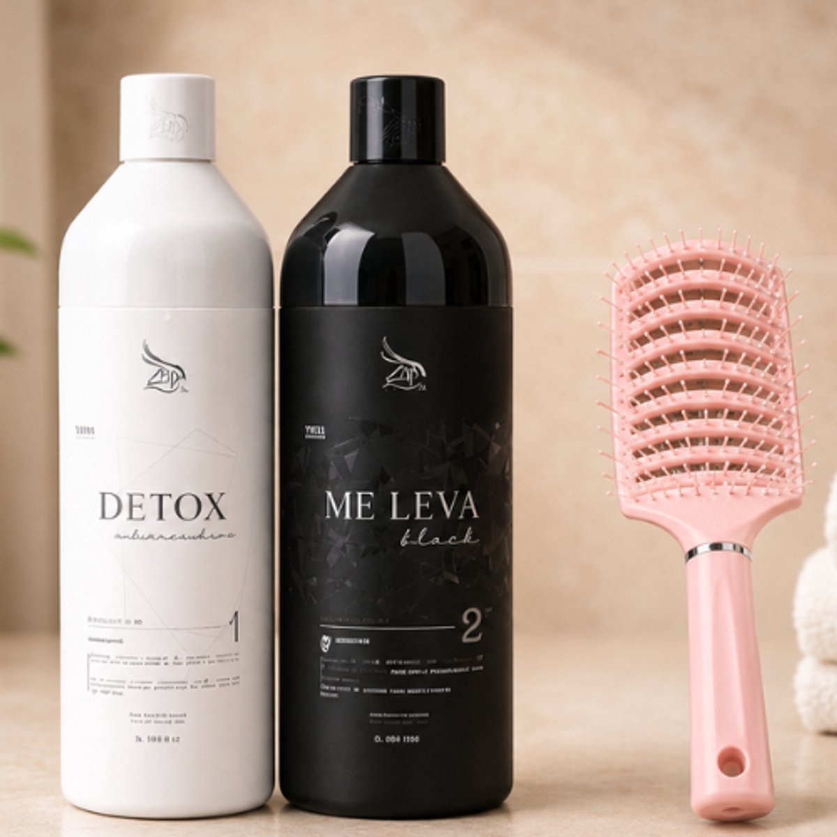 Kit ZAP Me Leva (Detox + Black) Keratine Braziliaanse 2x1000ml + Hair Brush (Gratis)