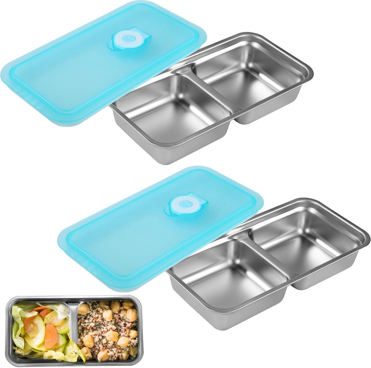 Dailygoods- Snackbakjes Herbruikbaar - 2x Roestvrijstalen Snackbakjes