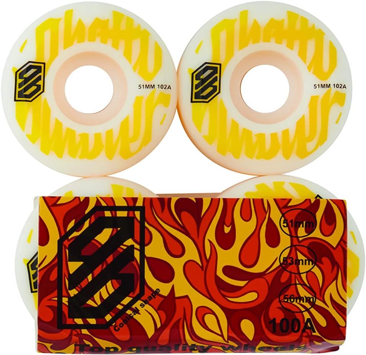 Skateboard Wielen Wielenset Straat en Park Conisch Profiel 51mm
