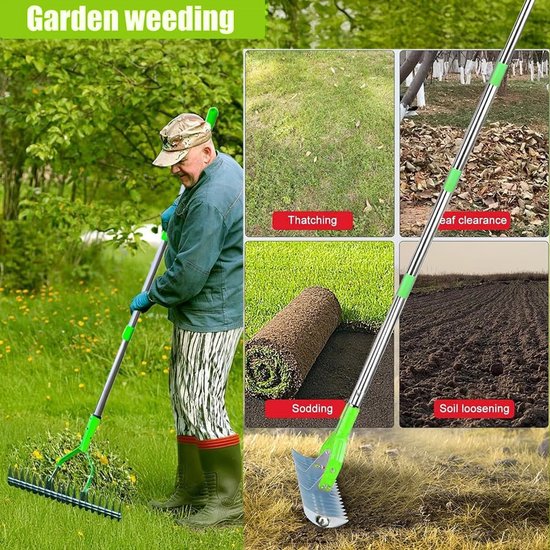 Dailygoods- Verticuteermachine 170 cm - Gazonbeluchter - Tuinhark - Grondhark - Aerificatie - Metalen Hark van Dailygoods — afbeelding 5