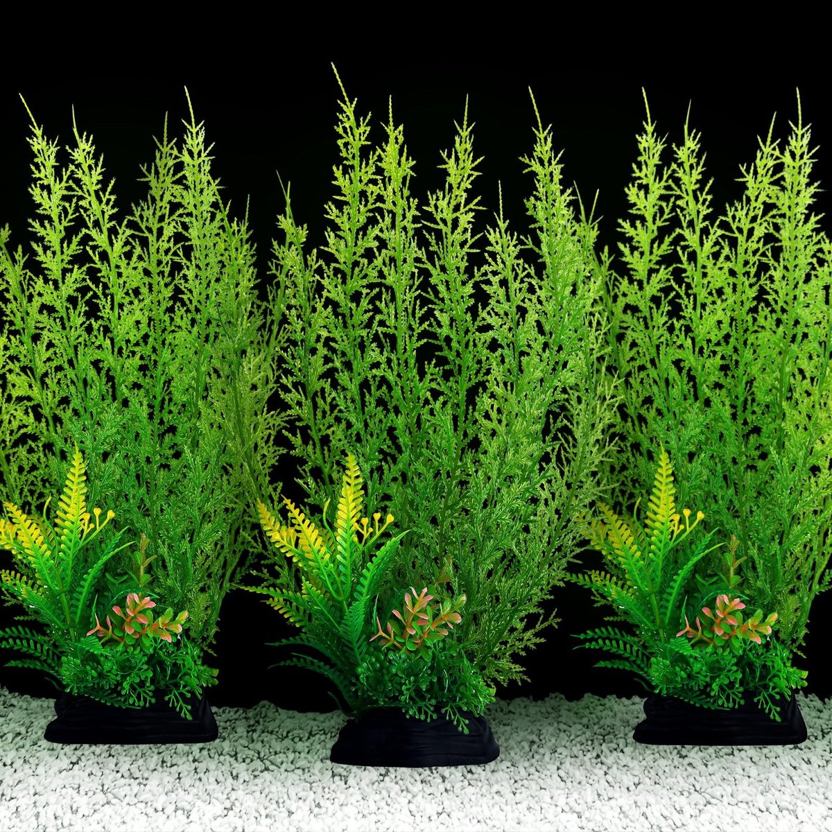Dailygoods- Aquariumplanten Kunststof - Grote Decoratie - Set van 3 - Veilig voor Vissen - Onderhoudsarm - Natuurlijke Uiterlijk - Aquariumdecoratie