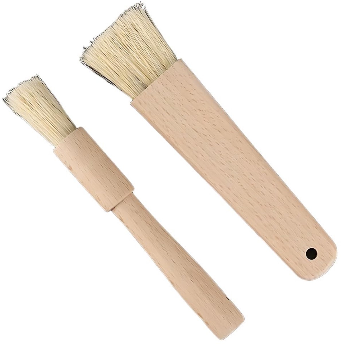 Dailygoods- Deegborstel Houten - Bakkwastje - Keukengereedschap - Varkenshaar - Natuurlijk Materiaal - 18,5 x 4 cm / 18,5 x 2,5 cm - Bakkwast