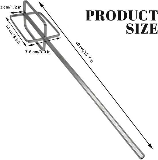 Boormixer Opzetstuk - Roestvrij staal - Mengen van materialen - Versterkte staaf - 45 cm - Zilver — afbeelding 4