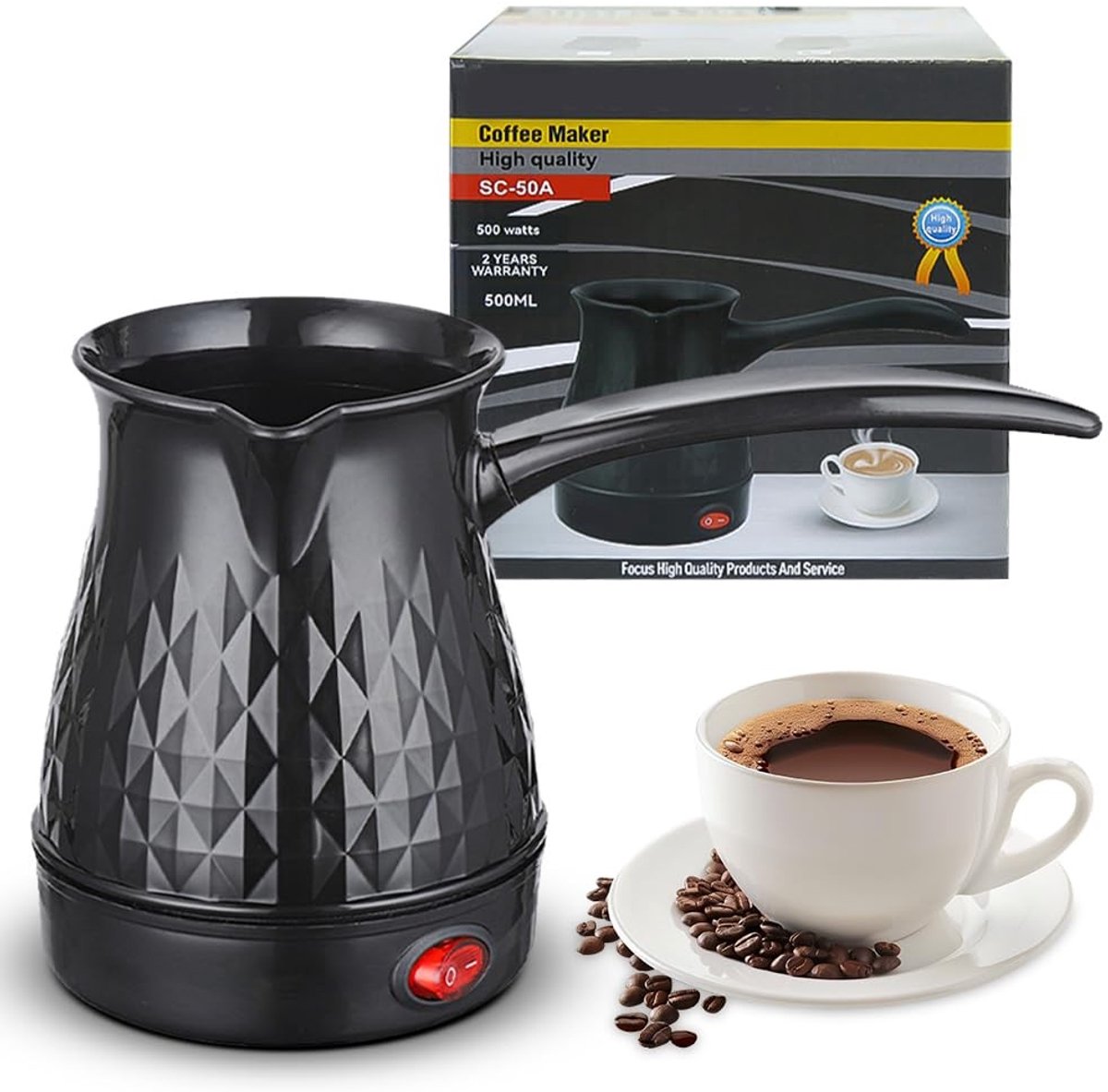Dailygoods - Elektrische Turkse Koffiekan van 500 ml voor Mokka Koffie