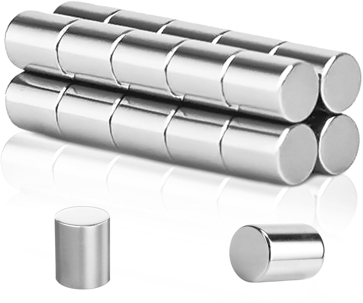 Dailygoods- Neodymium Magneten Extra Sterk - 20 Stuks - 8 x 10 mm - Koelkastmagneten - Magneten voor Whiteboard - Hoogwaardige Nikkelcoating