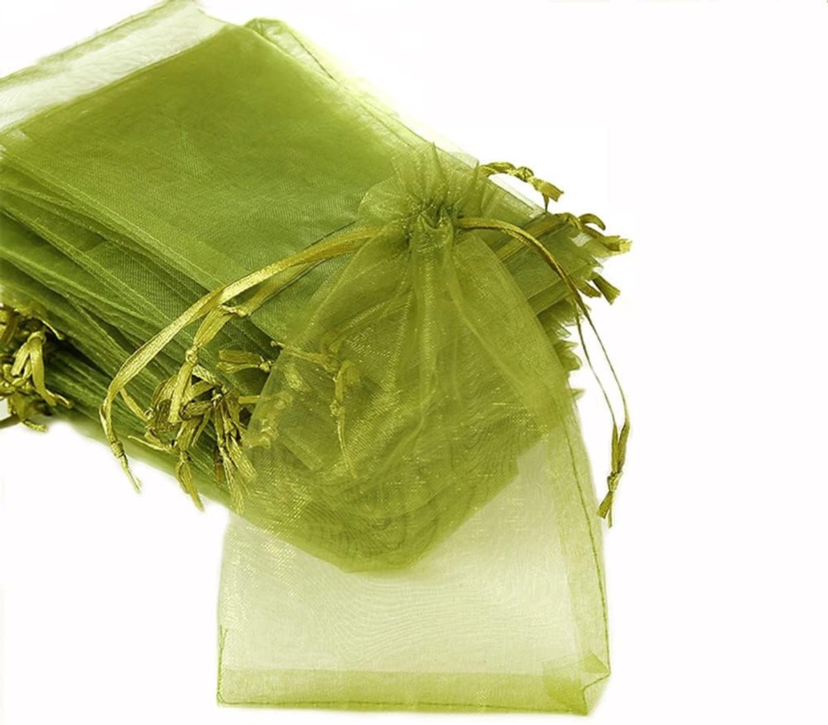 Organza Zakjes - Droomvangers Geschenk - Kleine Spullen Opbergen - Met Dubbel Koord - 30 Stuks 15x20cm - Legergroen