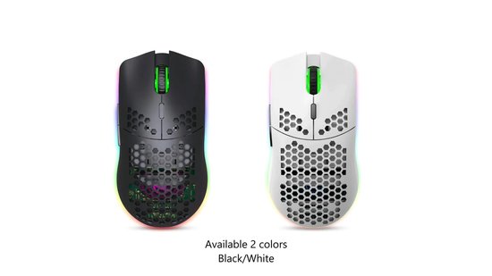 HXSJ T66 - Draadloze Gaming Muis - Computermuizen - Ultra licht - Compact Voor Onderweg - RGB Verlichting - Wit