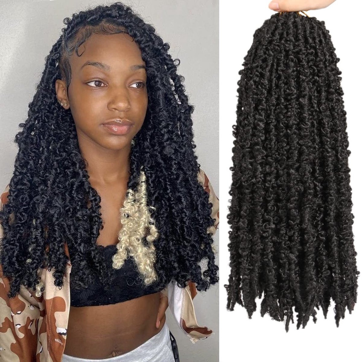 Dailygoods- Haar Extensions Crochet Hair 50 cm - Distressed Locs - Butterfly Faux Locs - 100% Synthetische Vezels - 6 Verpakkingen - Natuurlijke Stijl - Haarextensions