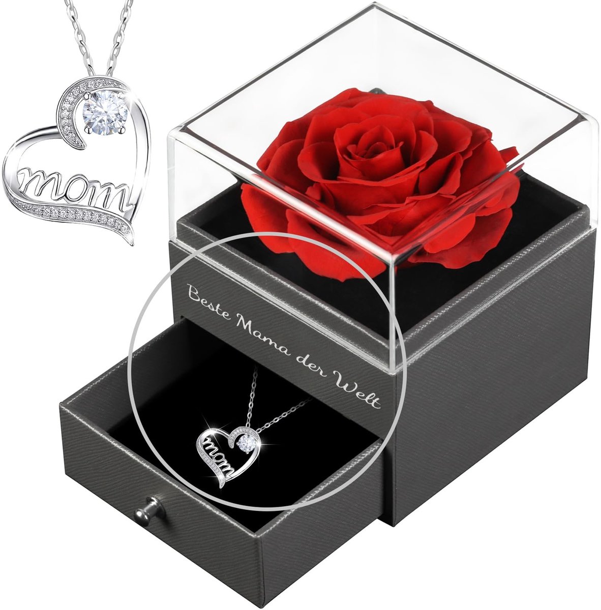 Dailygoods- Eeuwige Roos - Moederdagcadeau - Bloemen met Sieraden - Duurzaam - Milieuvrien