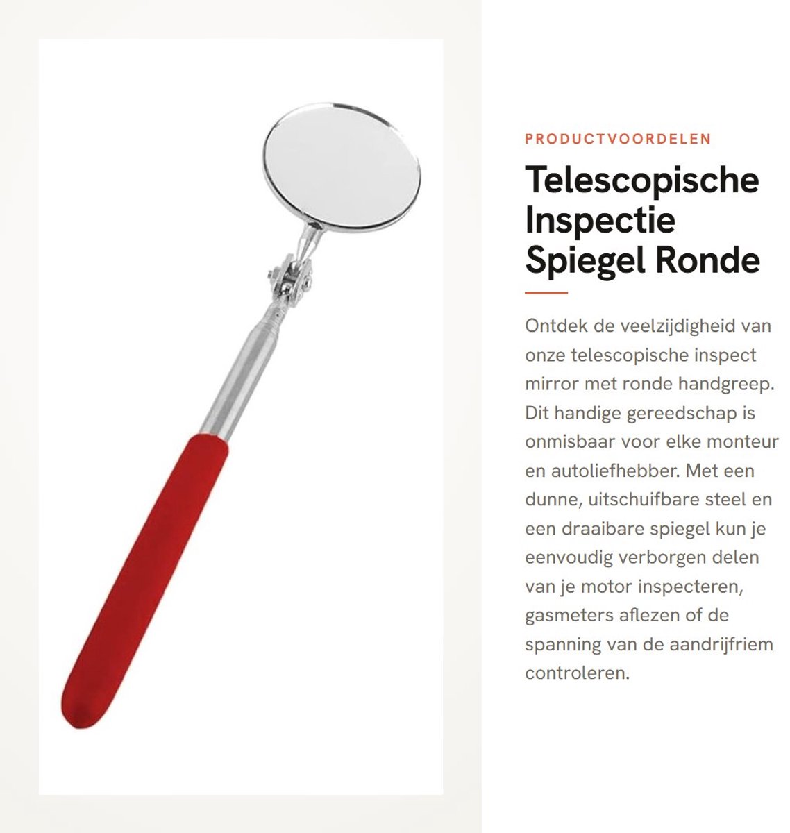 Dailygoods - Telescopische Inspectie Spiegel - Ronde Mechanica Spiegel - Vouwbaar - Universeel - Onderhoud Auto - Handige Tool voor Mechanica